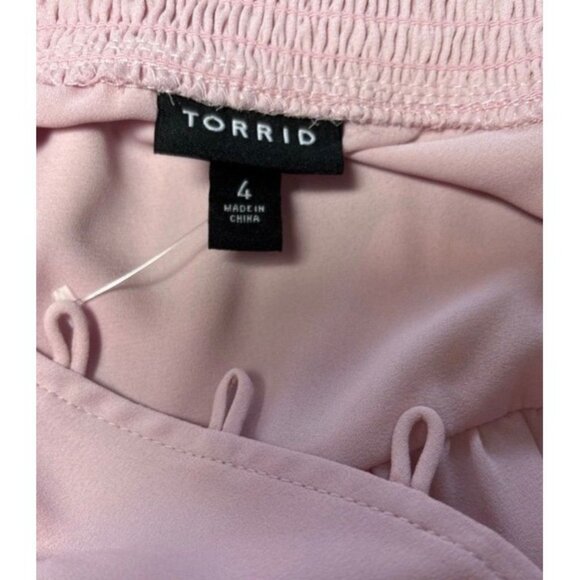 Torrid +4 Pink Sheer Loop Button Down Shirred Collar & Cuffs Long Sleeve Blouse - Picture 6 of 6